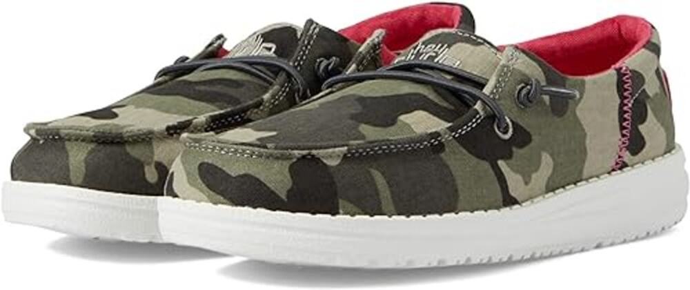 Hey Dude Wendy Youth Slip On Sneakers Loafer Funk Camo Lightweight Green 3Y